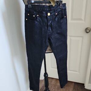 Black Coated Straight Jeans